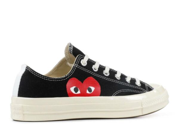 RÉPLICA CONVERSE COMME DES GARÇONS PLAY X CHUCK 70 LOW 'BLACK WHITE' - Imagen 3