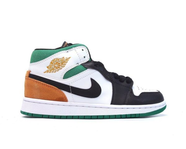 RÉPLICA AIR JORDAN 1 MID SE WHITE LASER ORANGE LUCKY GREEN - Imagen 7