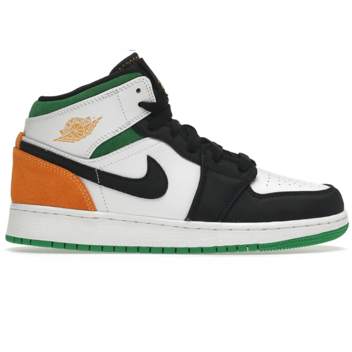 RÉPLICA AIR JORDAN 1 MID SE WHITE LASER ORANGE LUCKY GREEN
