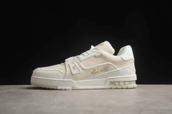 RÉPLICA LV TRAINER 'BEIGE BLANCAS' MONOGRAM DENIM - Imagen 6
