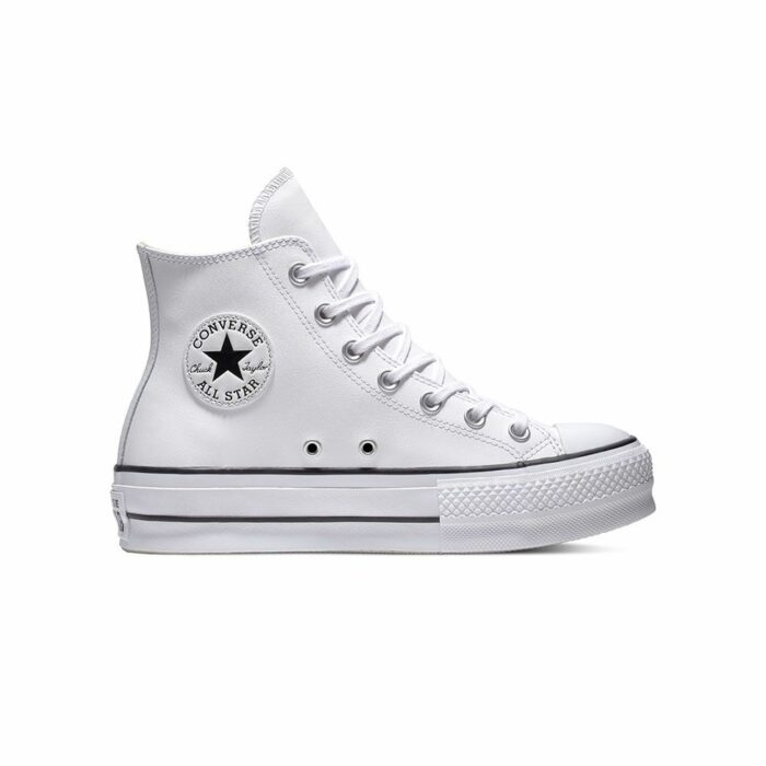 RÉPLICA CONVERSE ALL STAR HIGH PIEL (LEATHER) PLATAFORMA BLANCAS